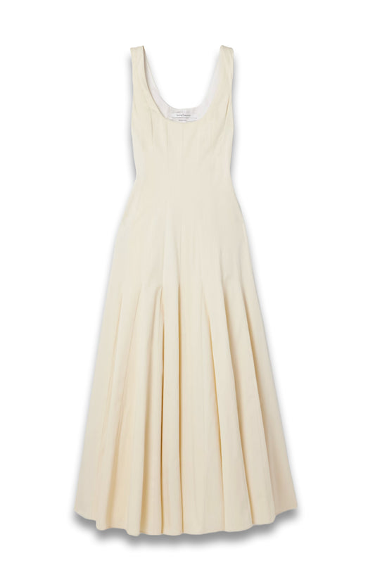 Pleated Organic Cotton-Blend Gabardine Maxi Dress