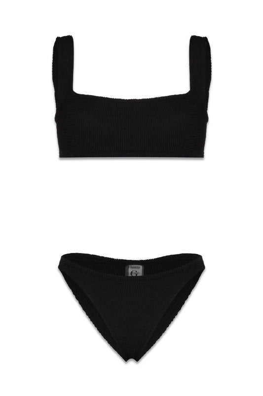 Xandra Crinkle-knit Bikini Black