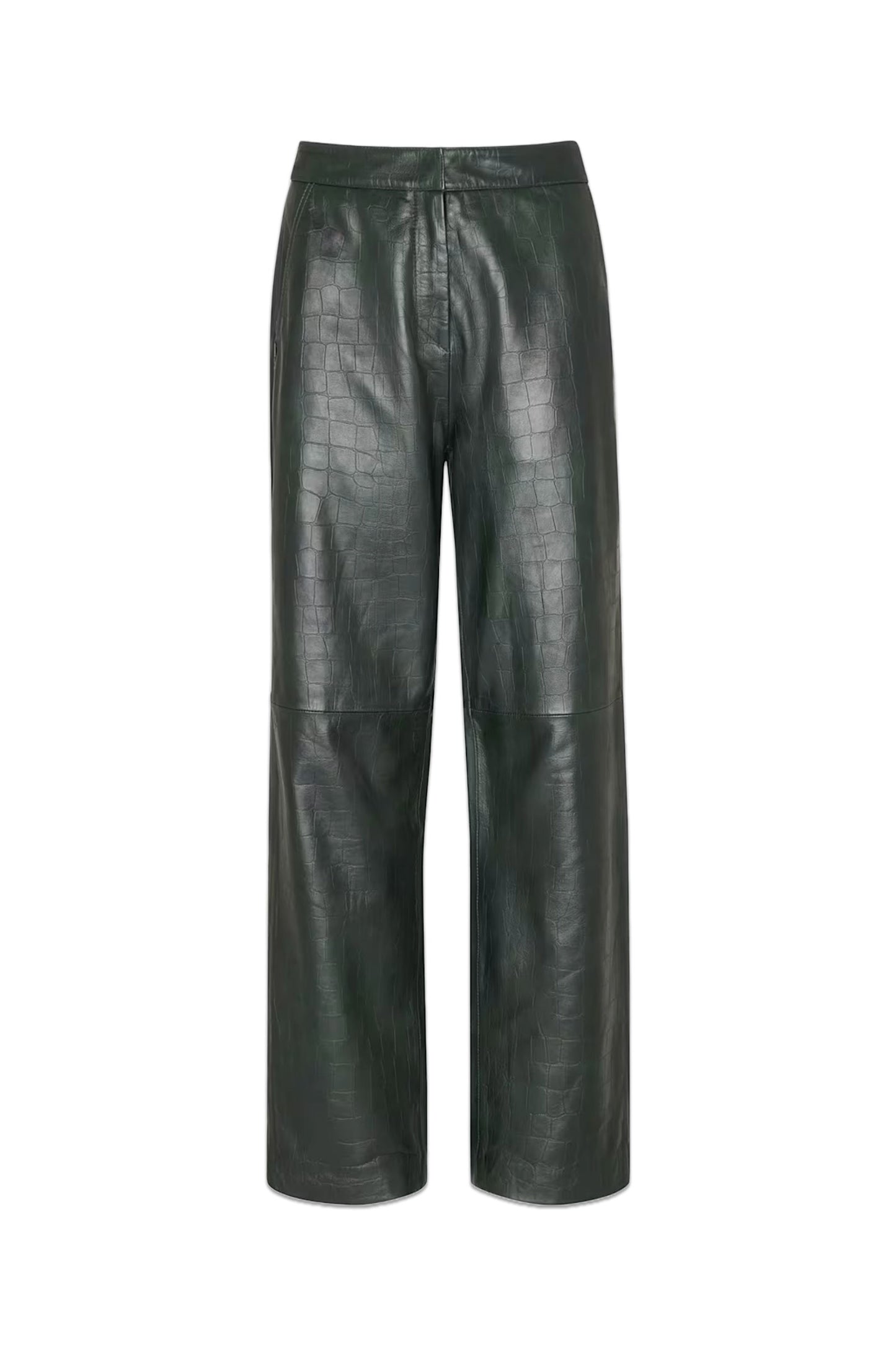 Dark Green Delia Croc Leather Trouser