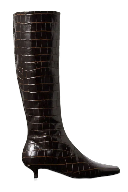+ NET SUSTAIN The Slim Croc-Effect Leather Knee Boots