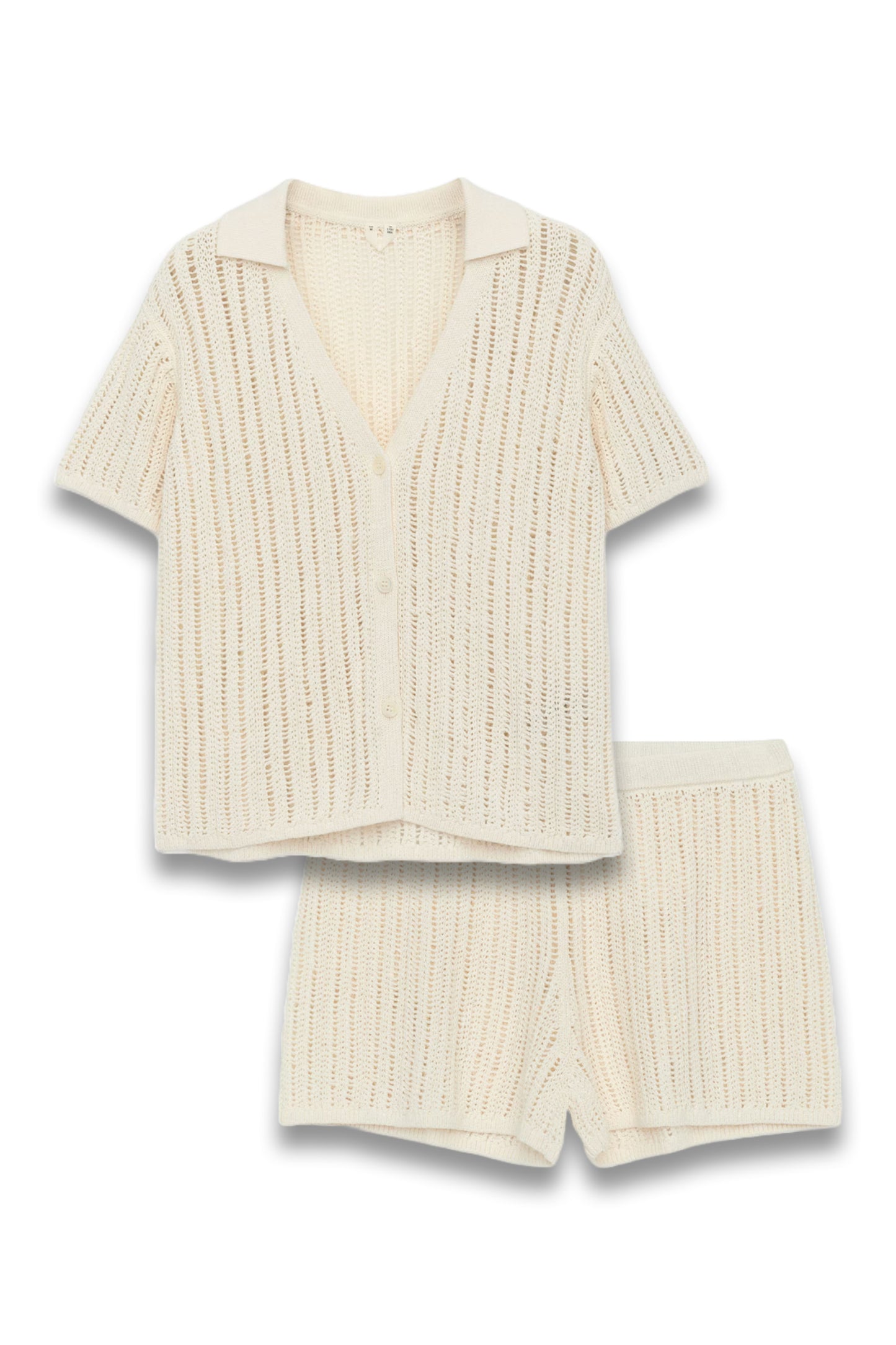 Open-Knit Top and Mini Shorts Set