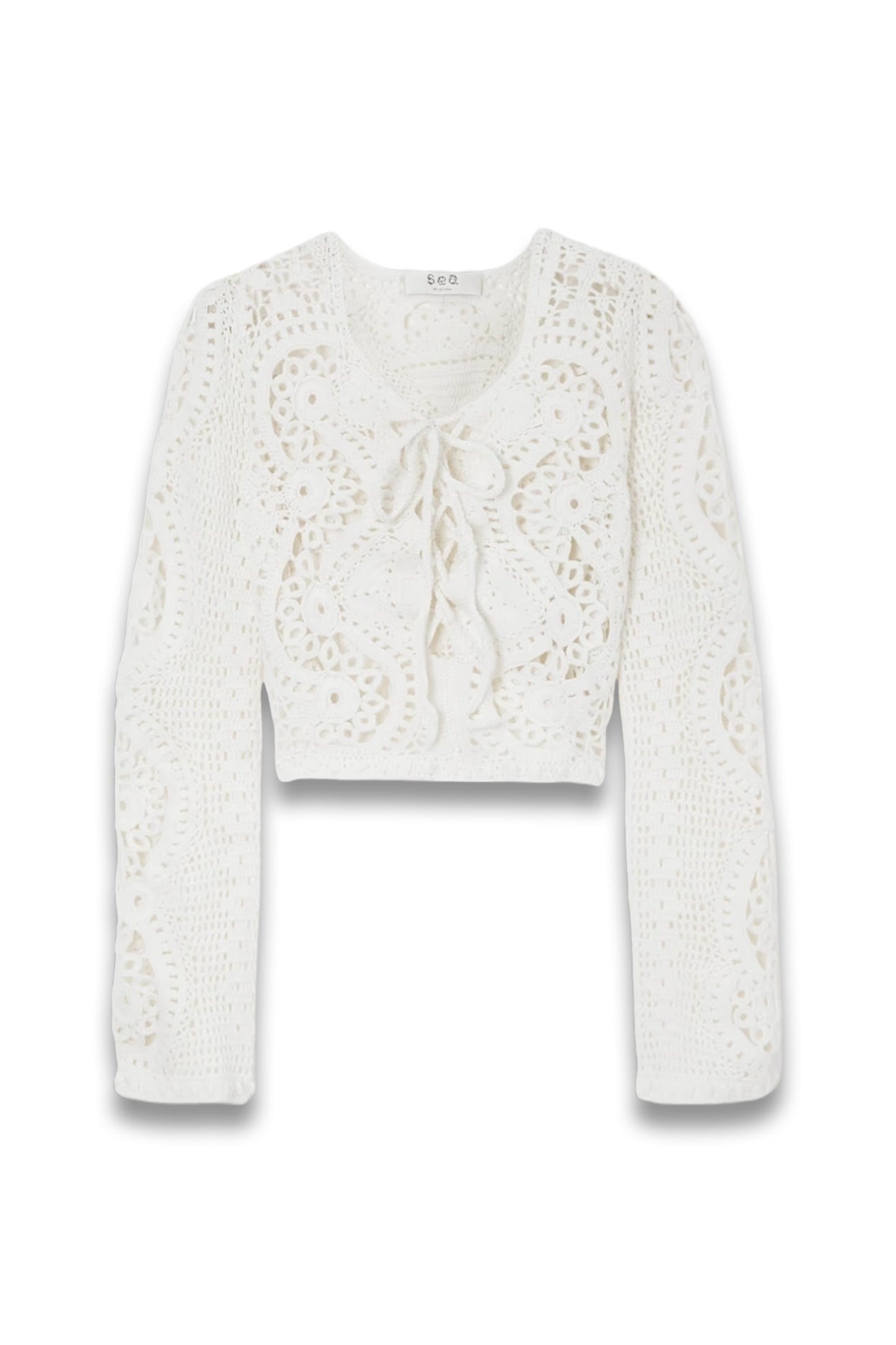 Carter Lace-up Crocheted Wool Top