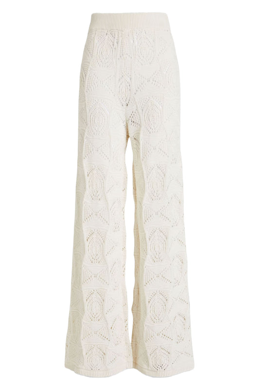 Alma Crochet-Knit Cotton Wide-Leg Pants