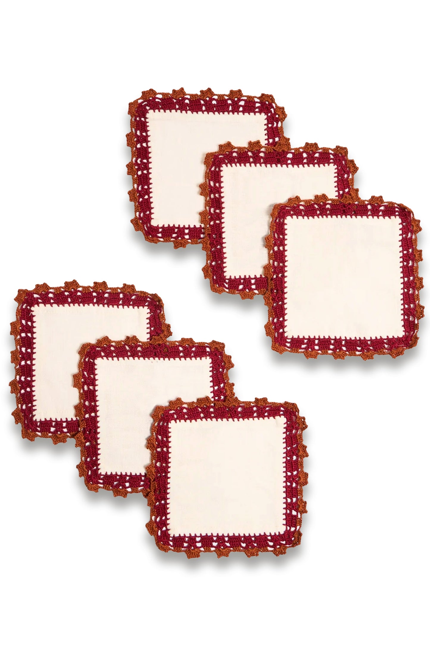 Crochet Embellished Cocktail Napkins (Set of 6)