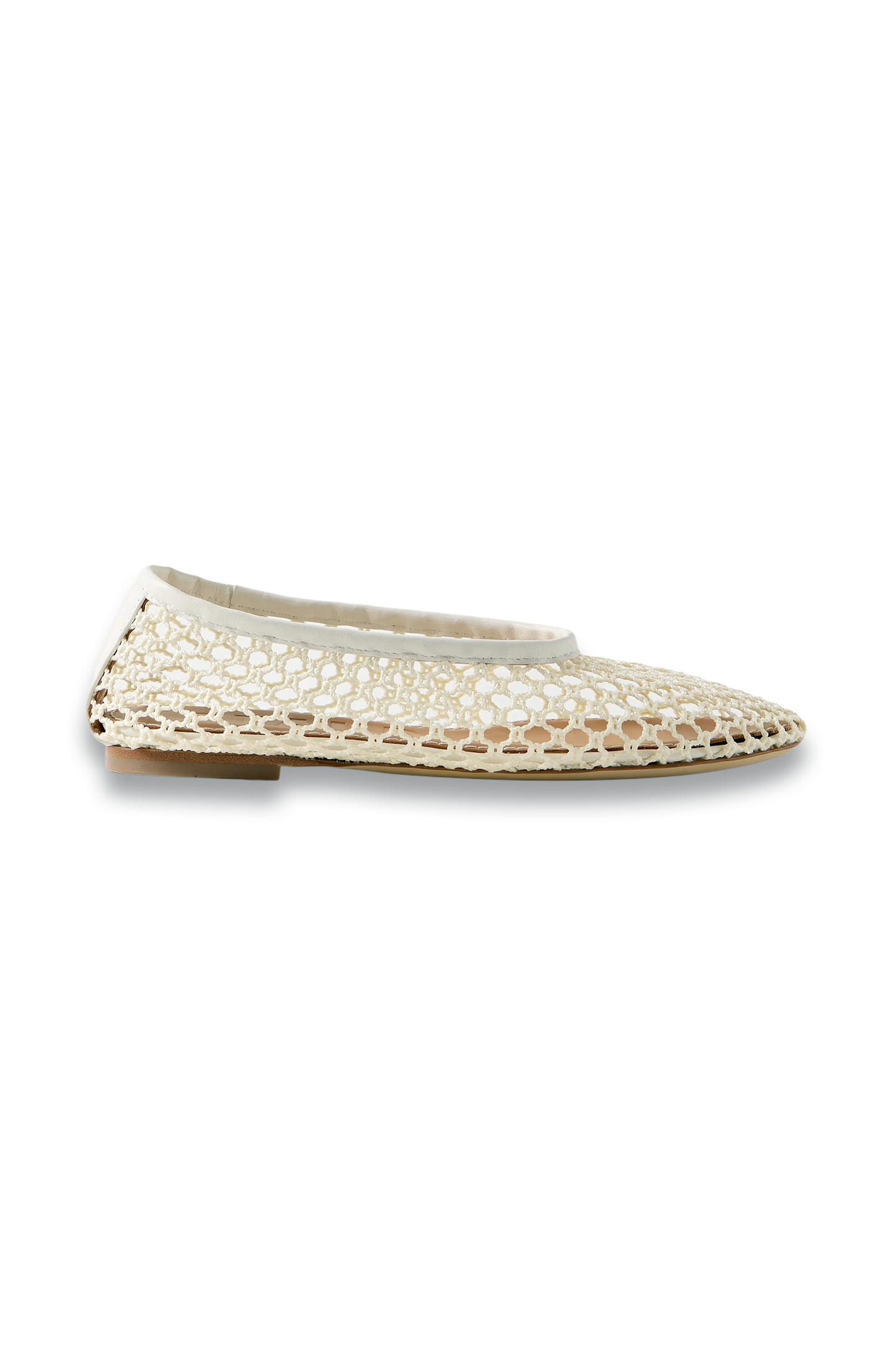 Alba Leather-Trimmed Crocheted Ballet Flats