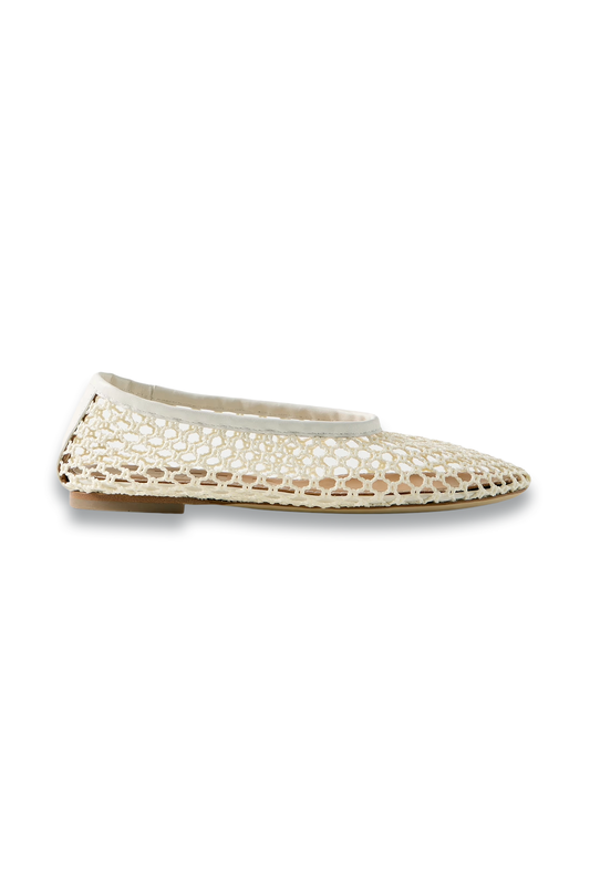 Alba Leather-Trimmed Crocheted Ballet Flats