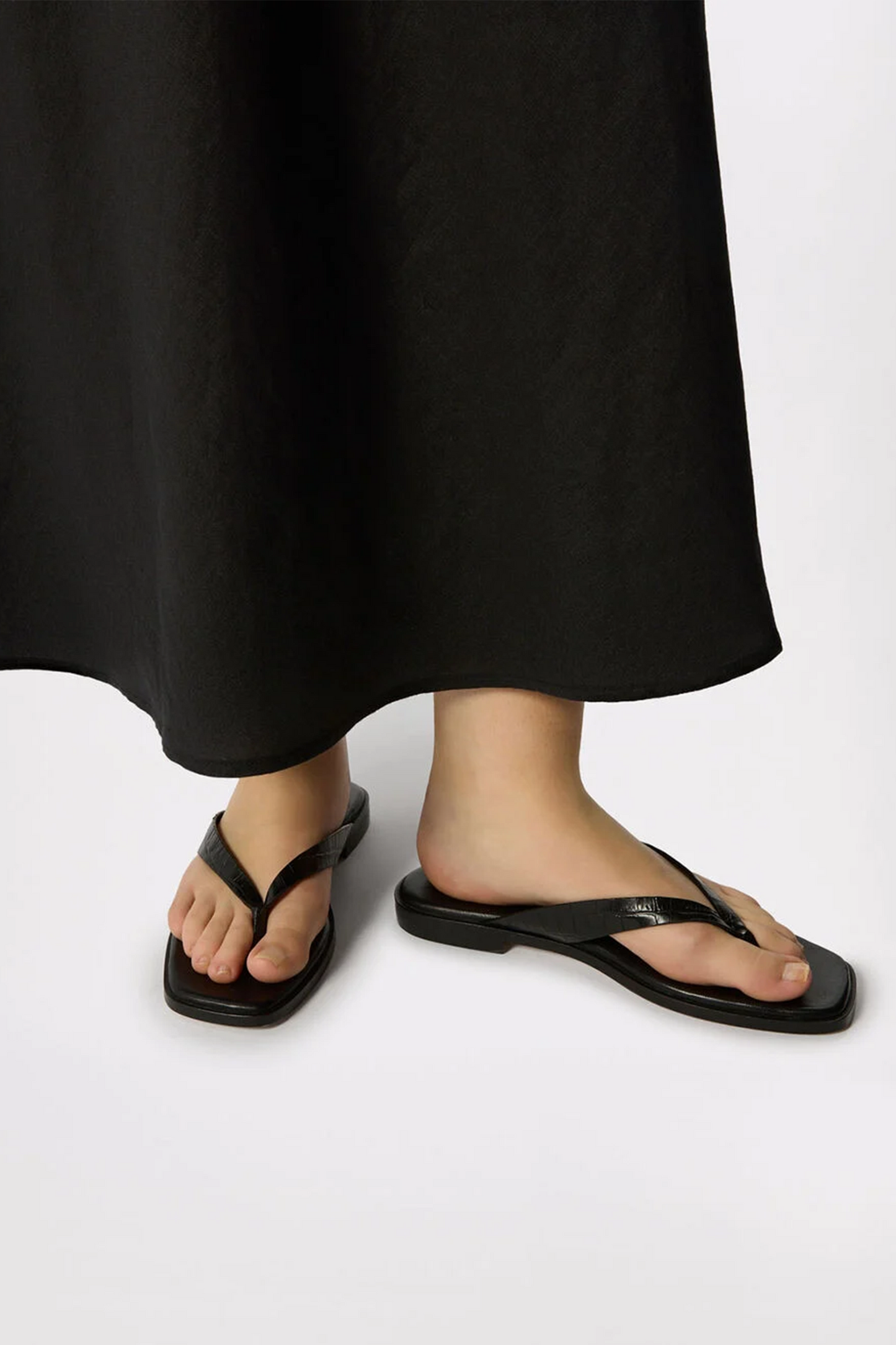 Black Croc Embossed Flip Flop