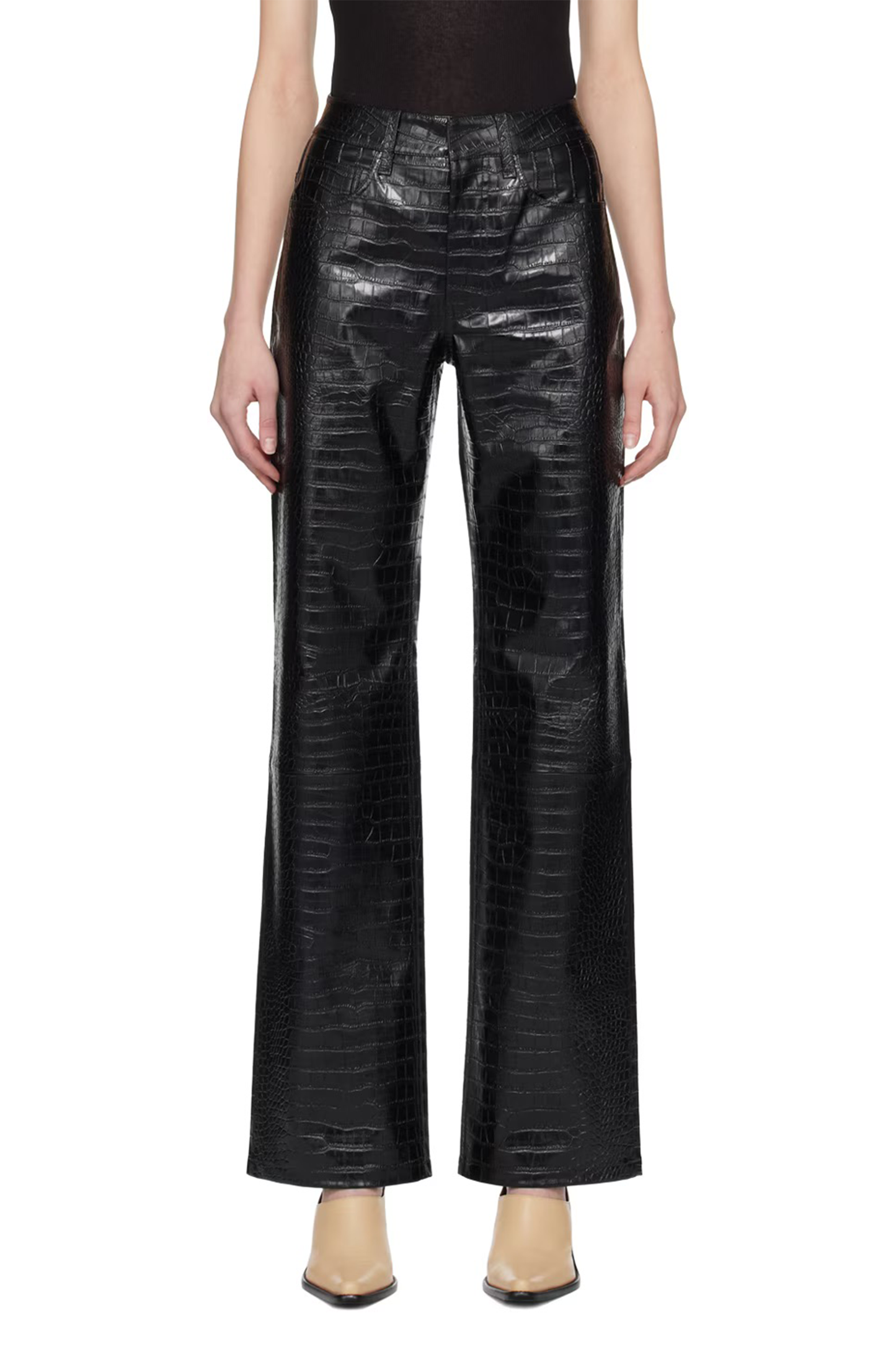 Black Bonnie Faux-Leather Trousers
