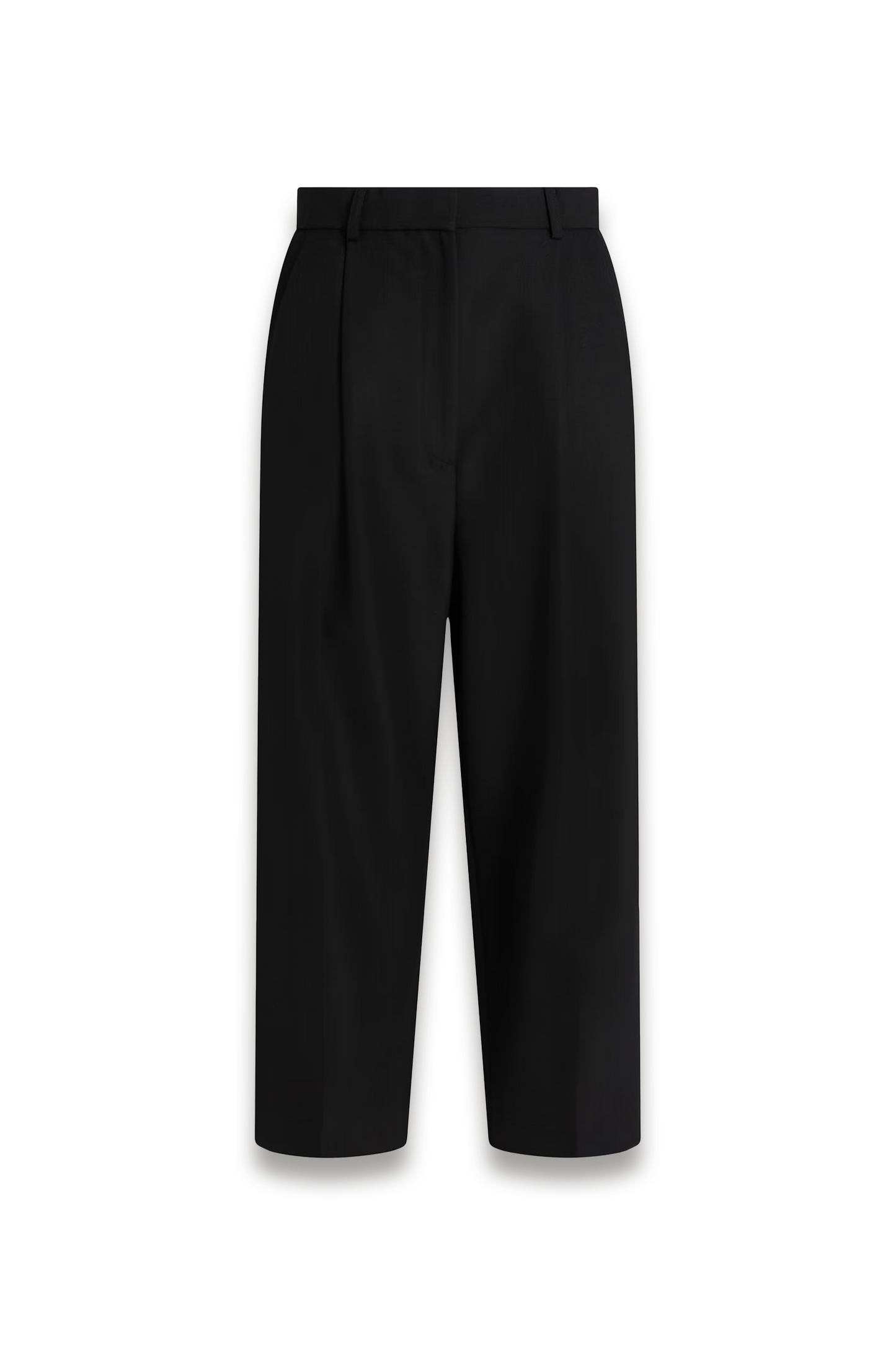 Cropped Pleated Grain de Poudre Straight-leg Pants
