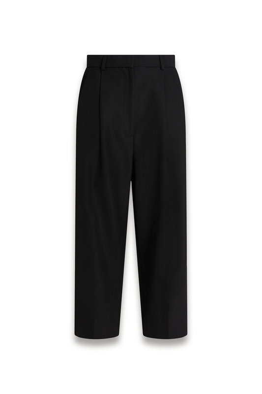 Cropped Pleated Grain de Poudre Straight-leg Pants