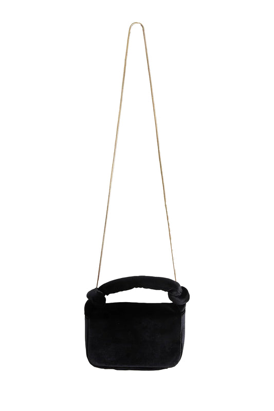 Vivi Black Velvet Knot Crossbody Bag