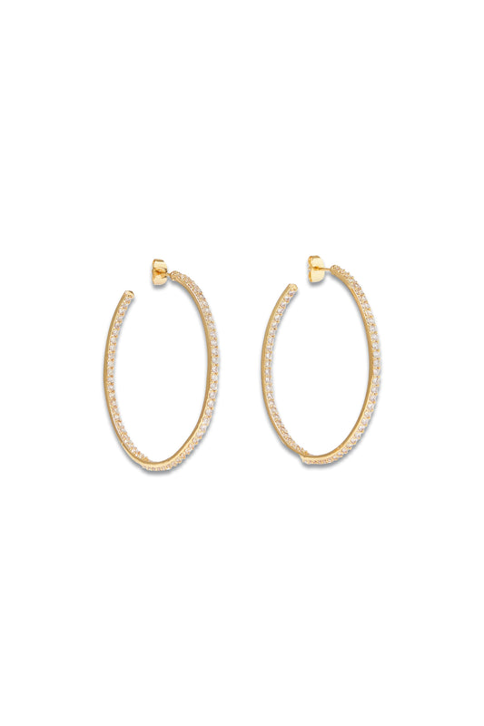 From The Block Medium Gold-plated Cubic Zirconia Hoop Earrings