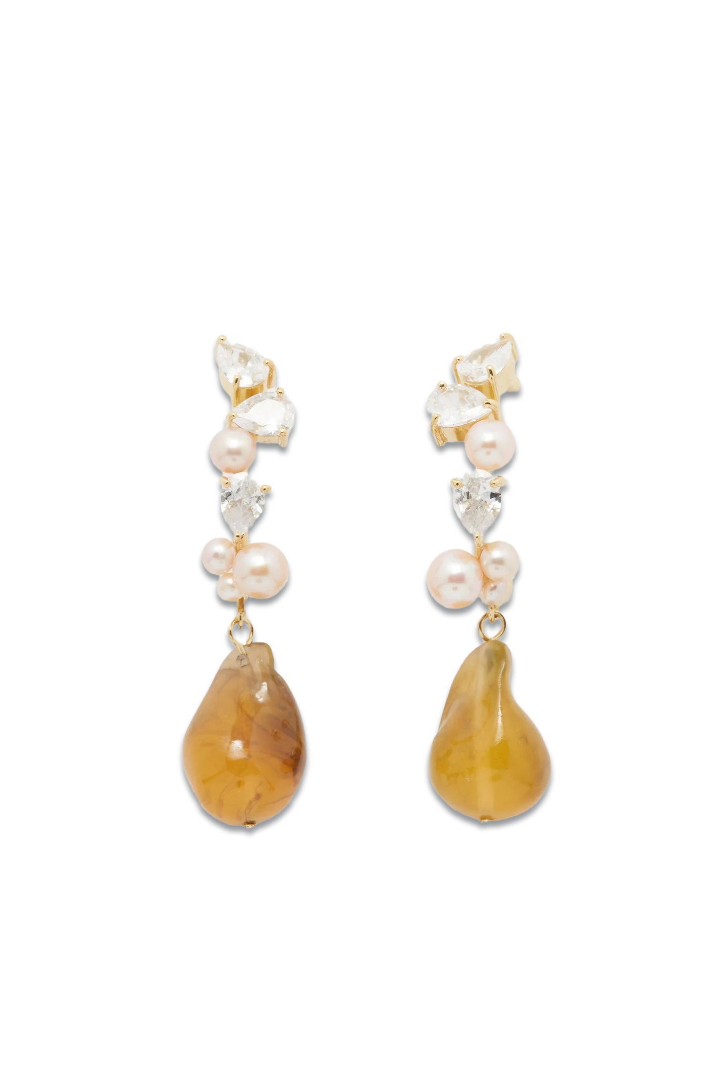 Crystal, Pearl & Resin 14kt Gold-plated Earrings