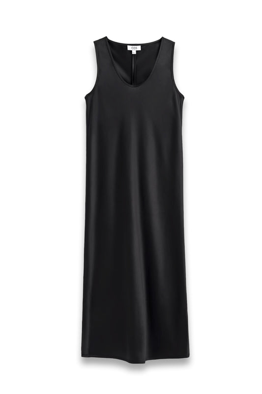 SCOOP-NECK SATIN MIDI DRESS
