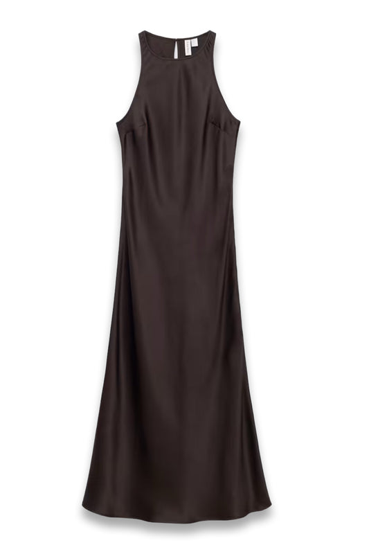 Sleeveless Satin Midi Dress