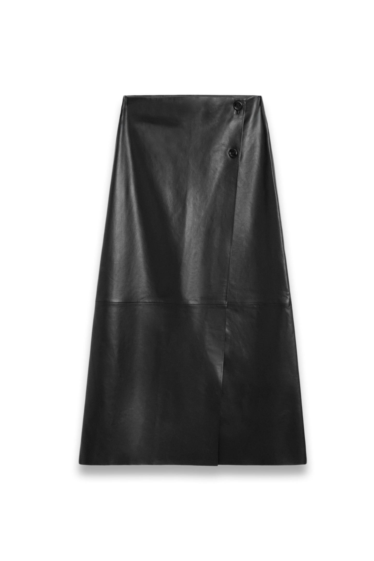 Nappa Leather Midi Skirt with Seams