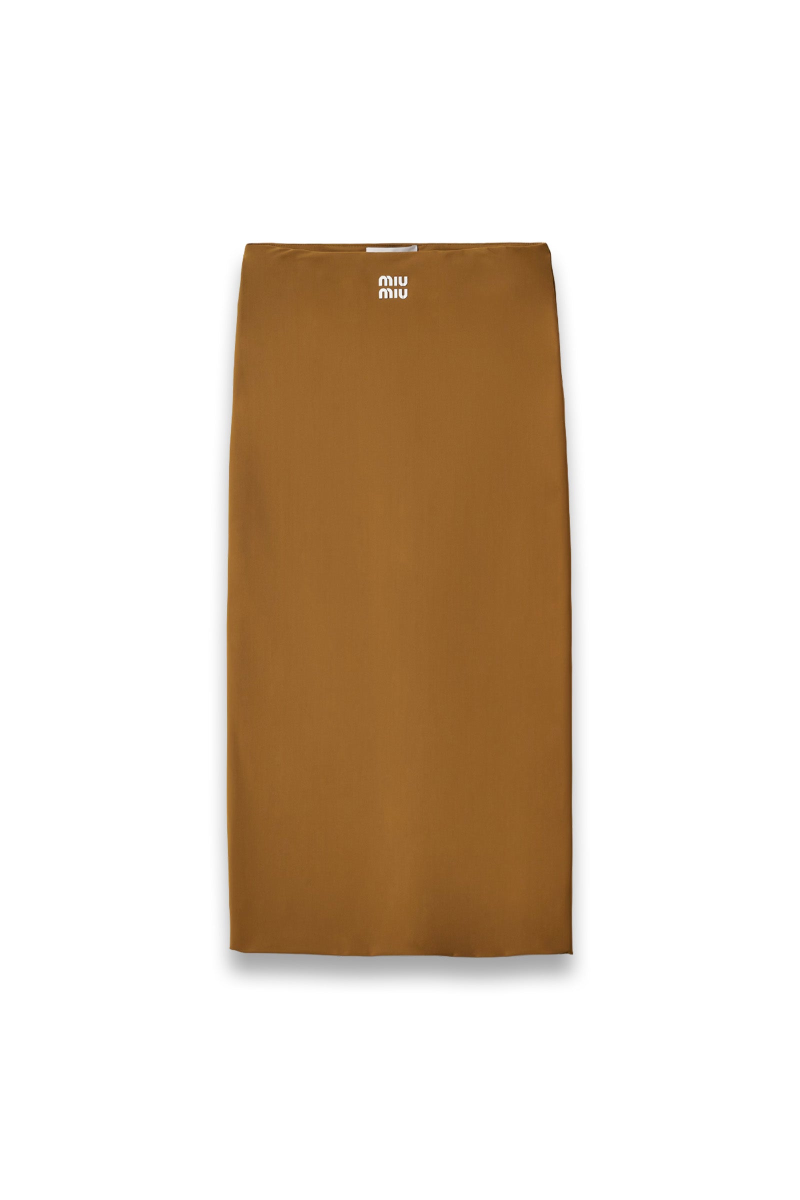 Brown skirt with a brand label on a white background

