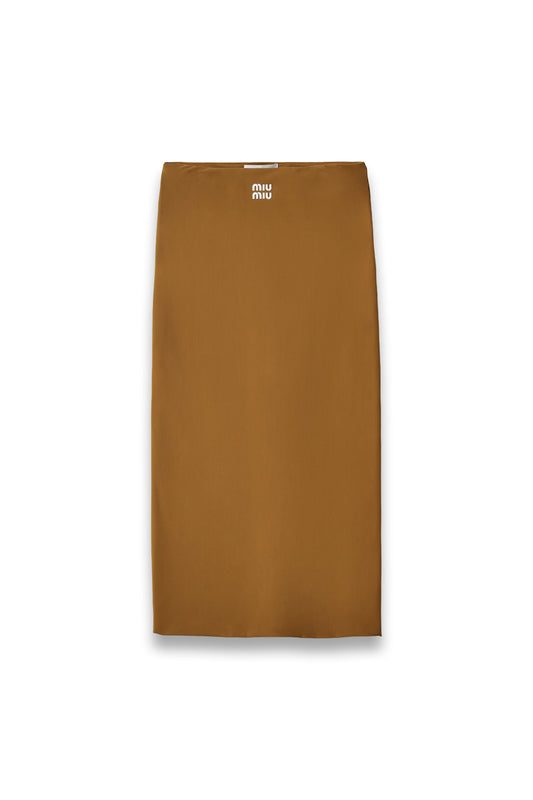Brown skirt with a brand label on a white background

