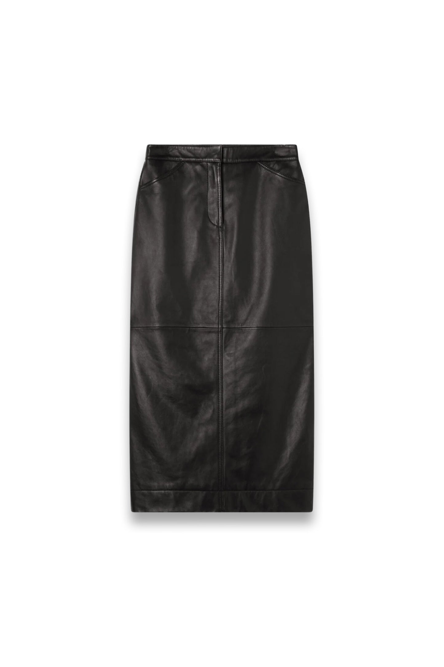 Black Jamie Leather Midi Skirt