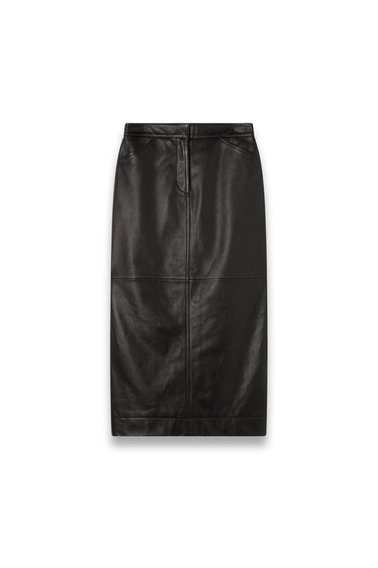 Black Jamie Leather Midi Skirt