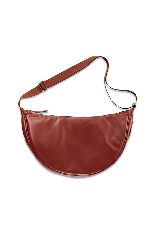 Faux Leather Round Shoulder Bag