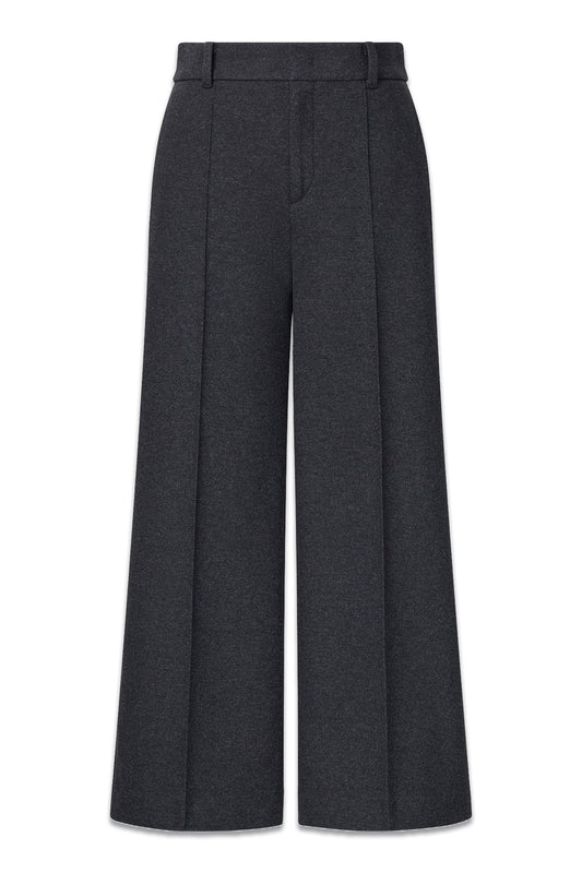 Brushed Jersey Cropped Trousers Grey