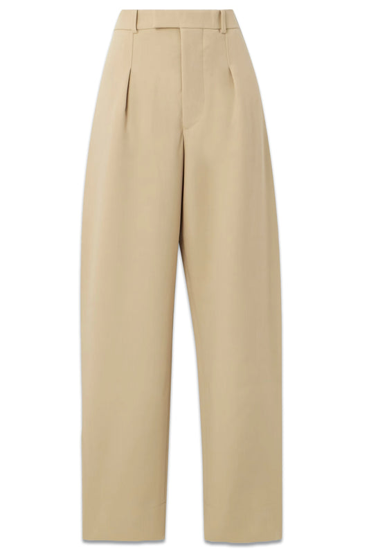 + Hailey Bieber Pleated Wool-crepe Wide-leg Pants