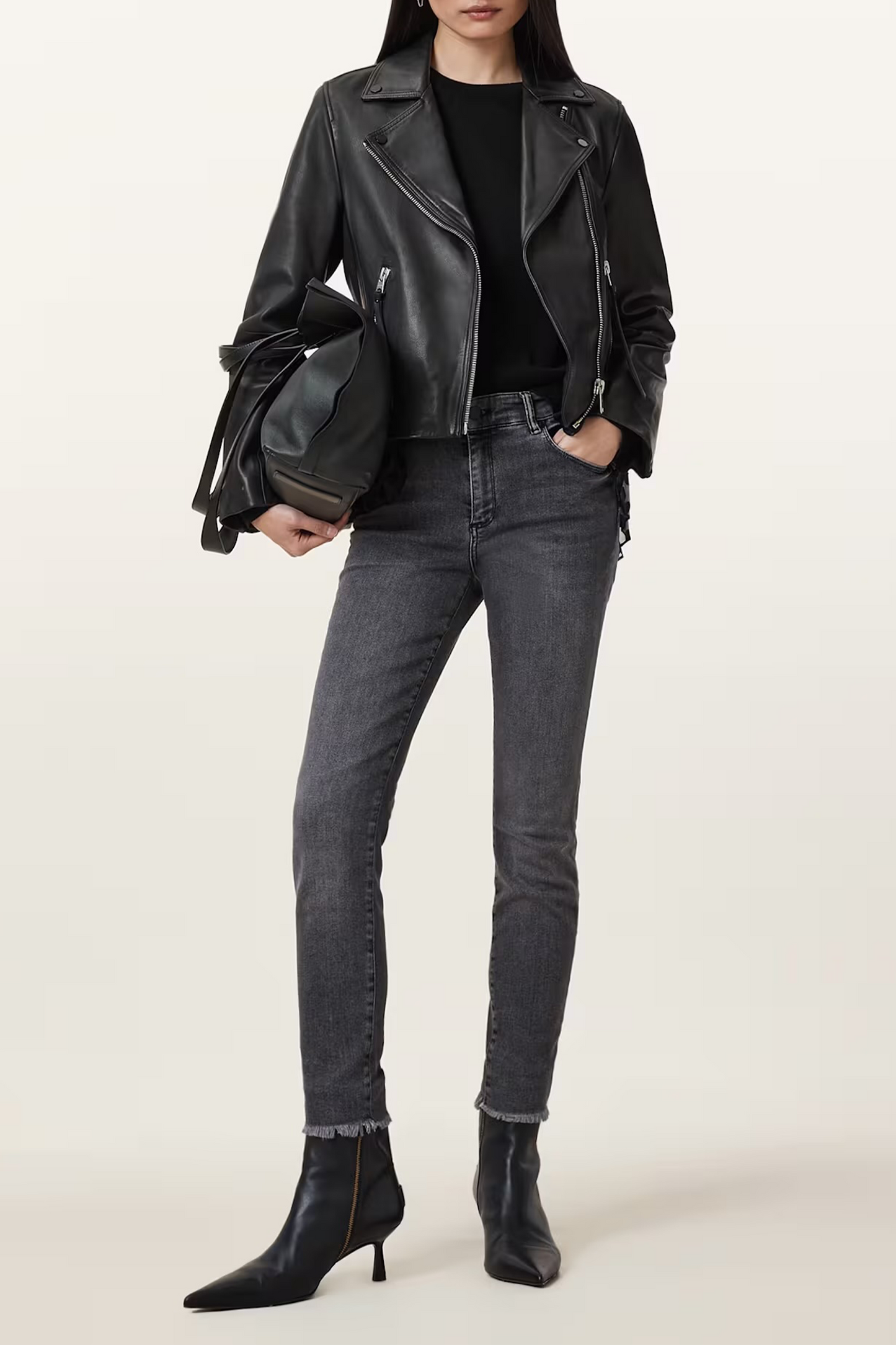 Dalby Slim-fit Leather Biker Jacket