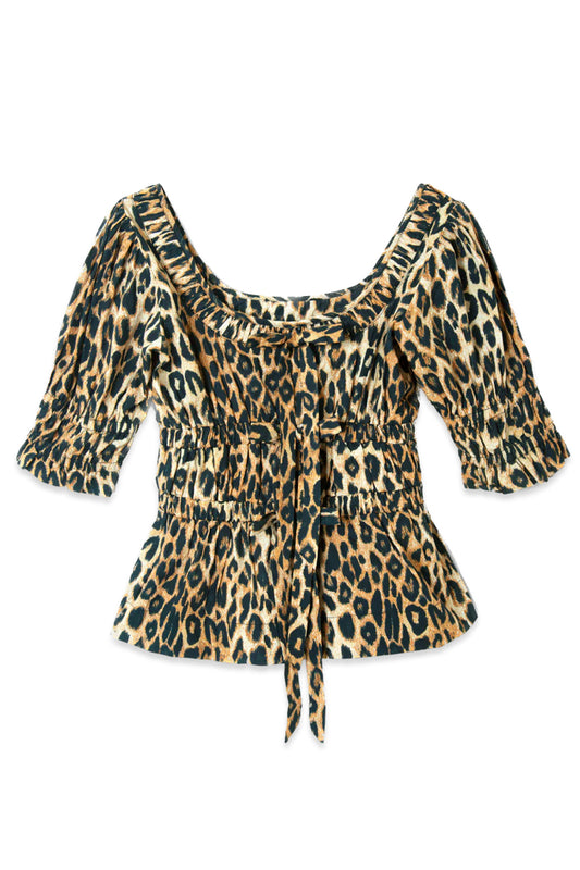 Bianca Ruffle Blouse - Leopard