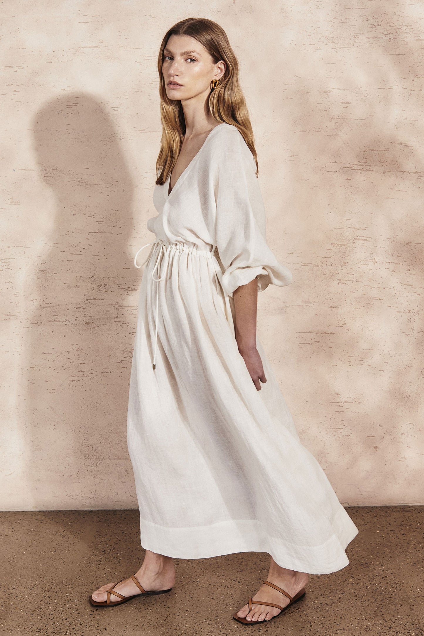 Dana Midi Dress with Plunge Neck