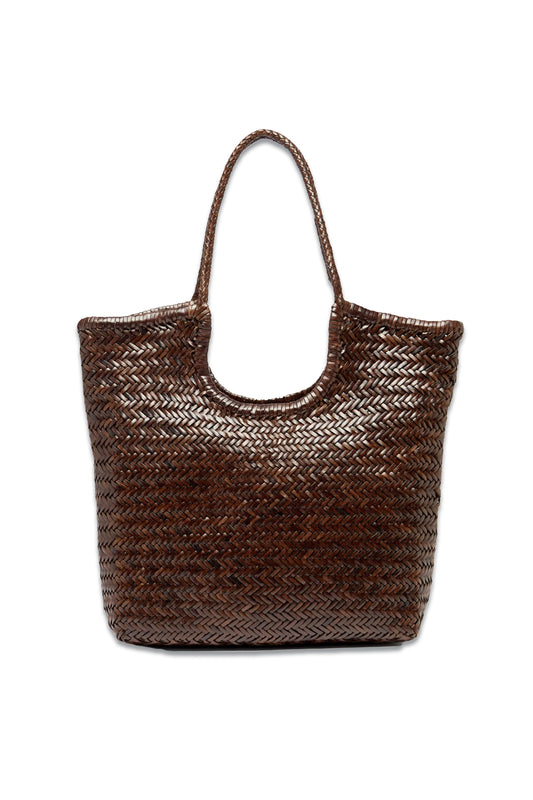 Triple Jump Woven-Leather Tote Bag