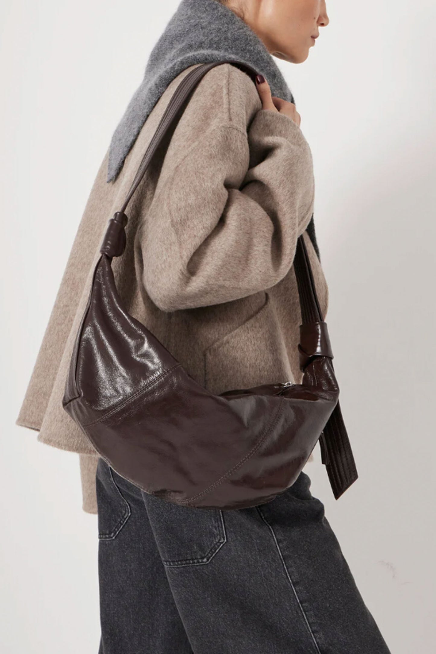 Oversized Leather Crescent Bag