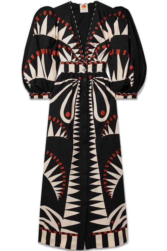 Printed Cotton-poplin Midi Dress