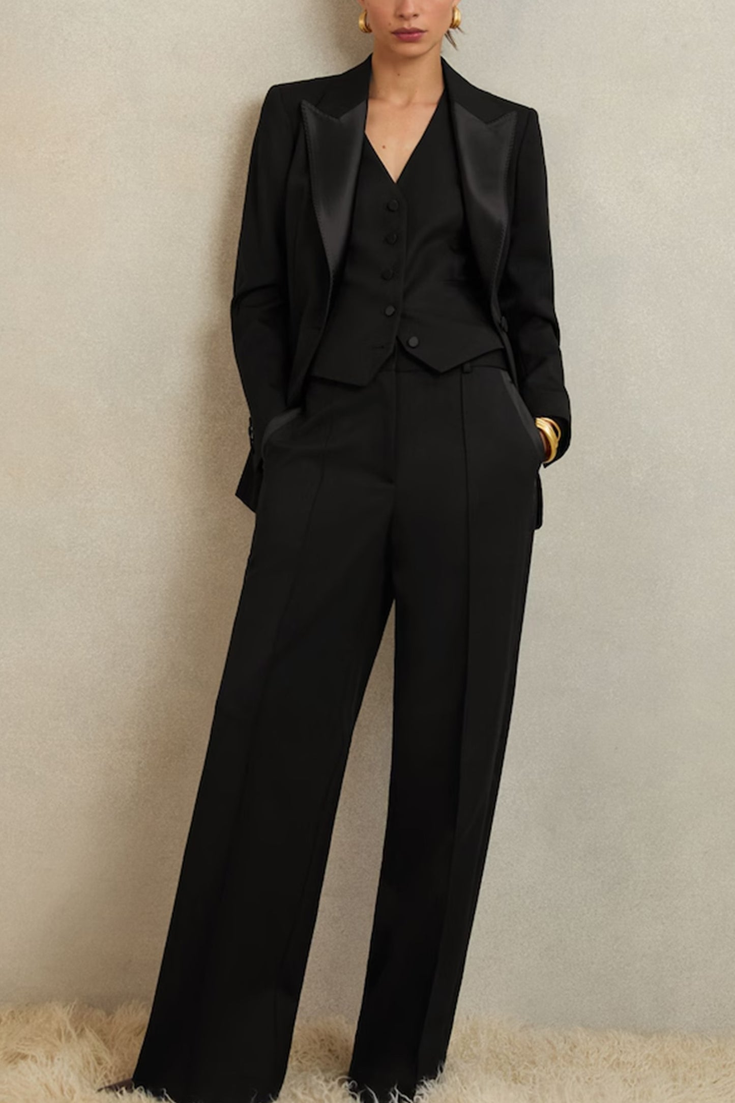 Della Petite Atelier Single-breasted Tuxedo Blazer and Trousers