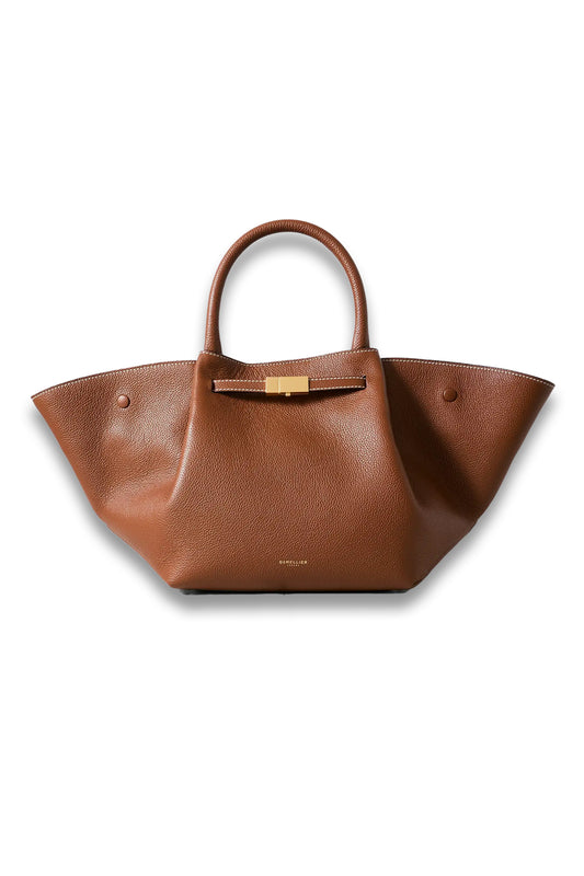 New York Midi Textured-Leather Tote