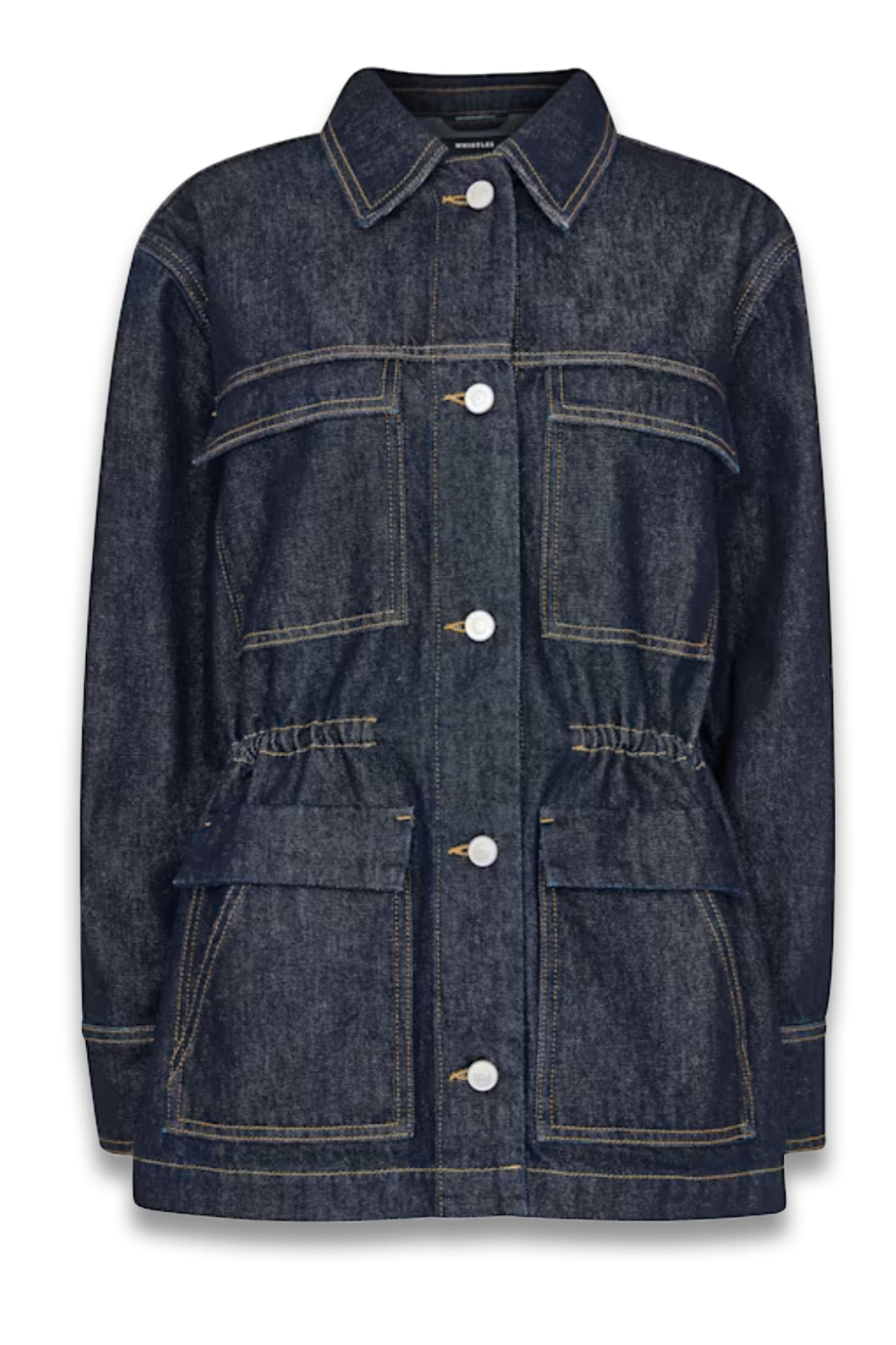 Dark Denim Drawstring Waist Jacket