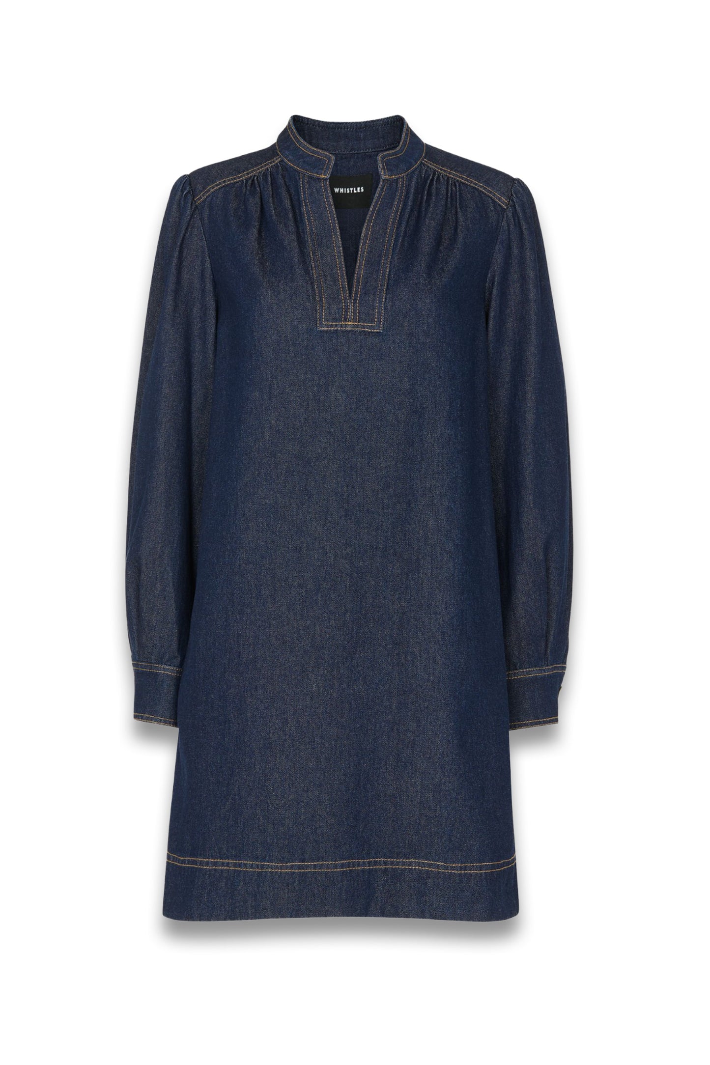 Dark Denim Long Sleeve Shift Mini Dress