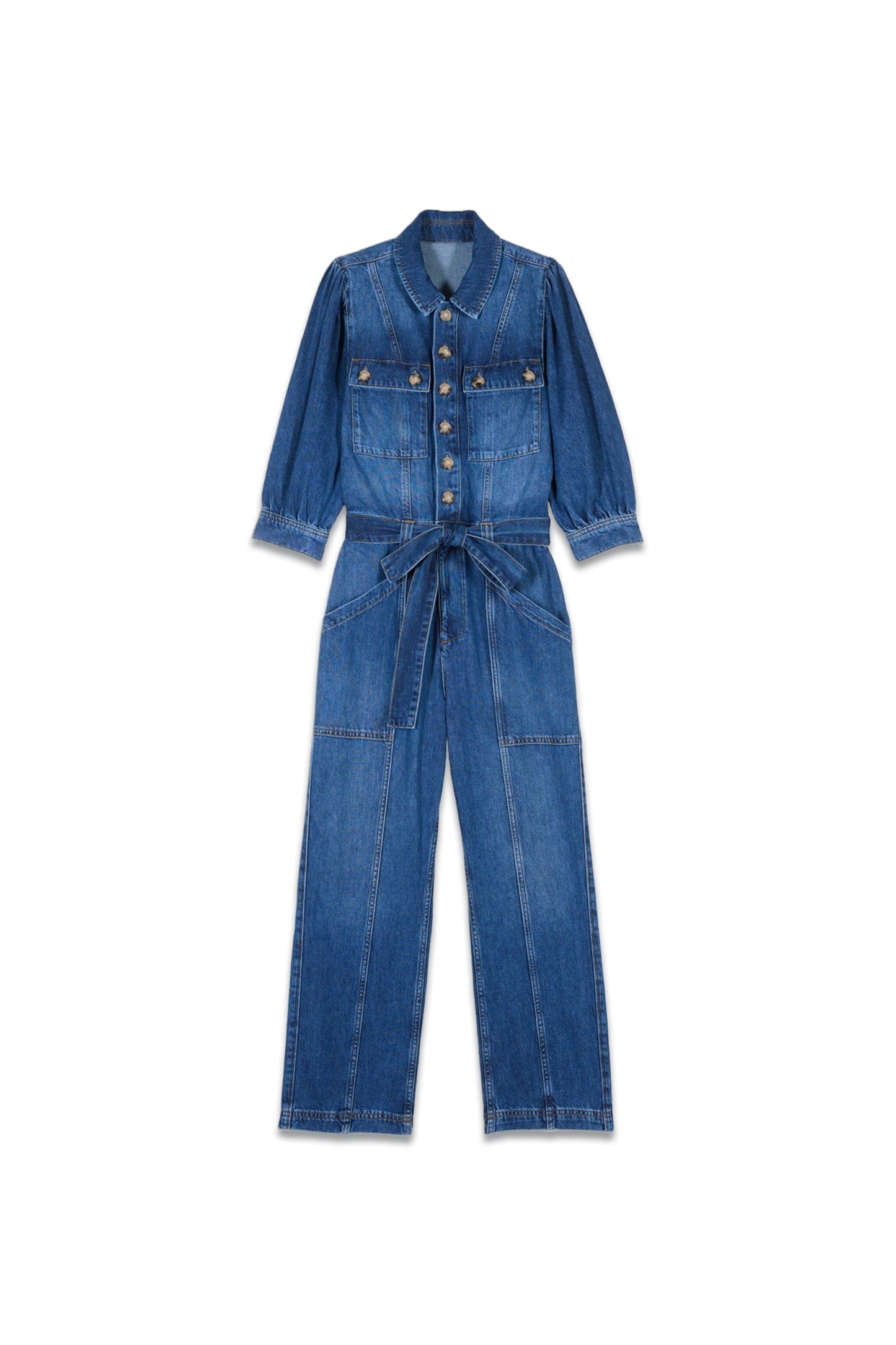 Fanessa Tie-waist Denim Jumpsuit