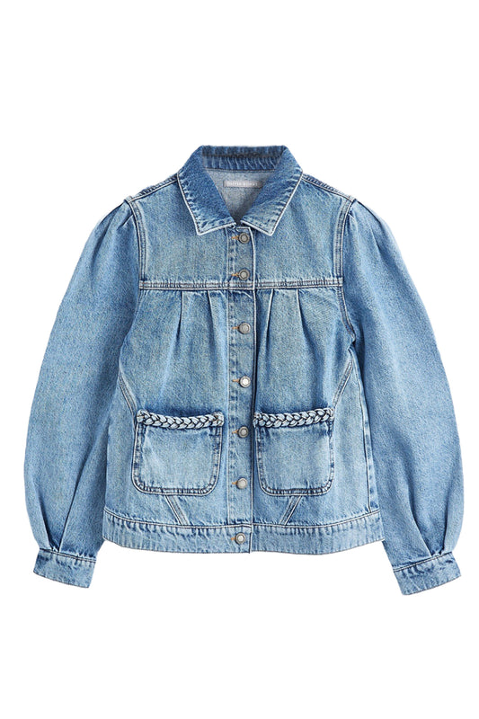 Plait Pocket Blue Cotton Denim Jacket