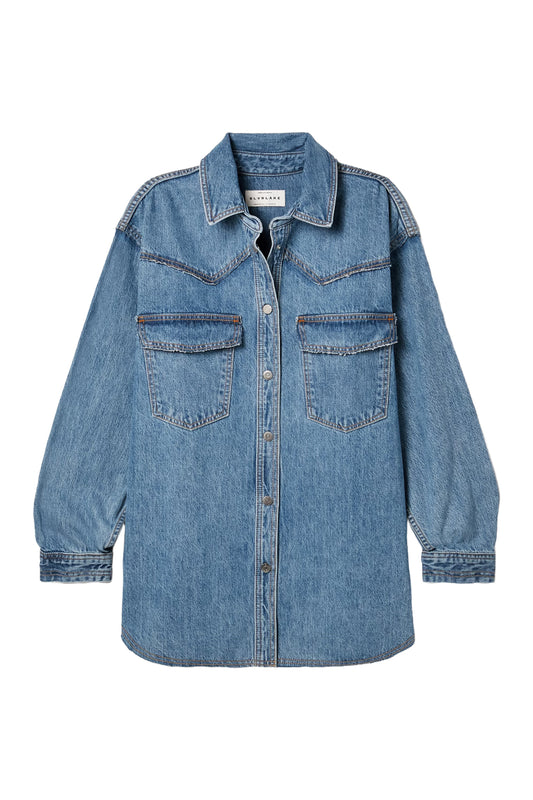 + NET SUSTAIN Western Frayed Organic Denim Shirt