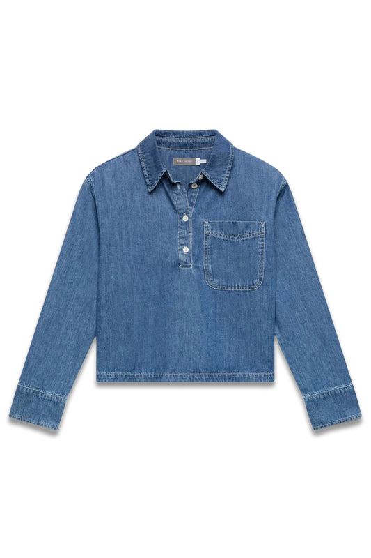 Indigo Cropped Denim Popover Shirt