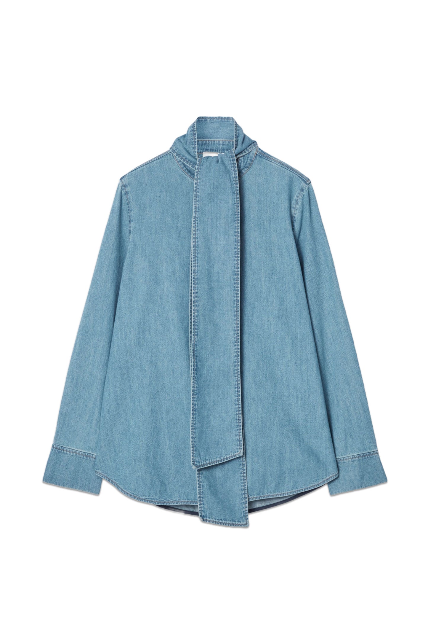 Neck-tie Denim Blouse