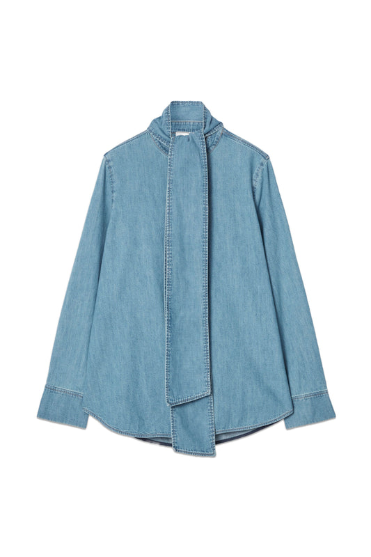 Neck-tie Denim Blouse