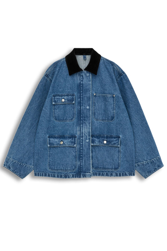 Cord-Collar Denim Jacket