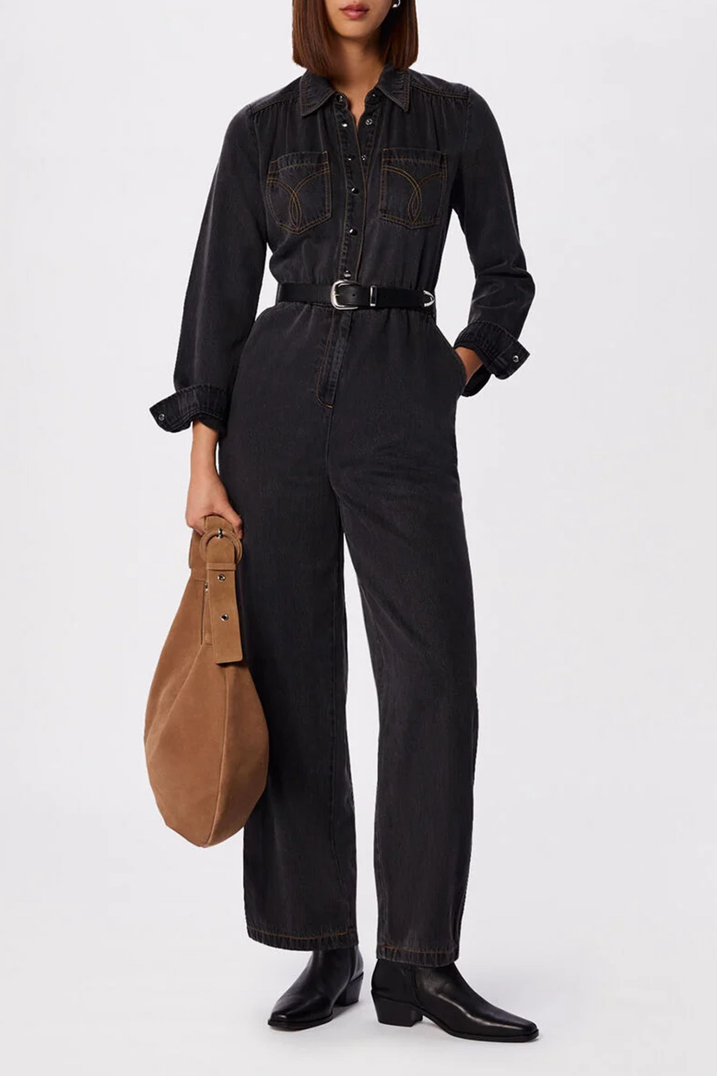 Cotton-blend Denim Jumpsuit
