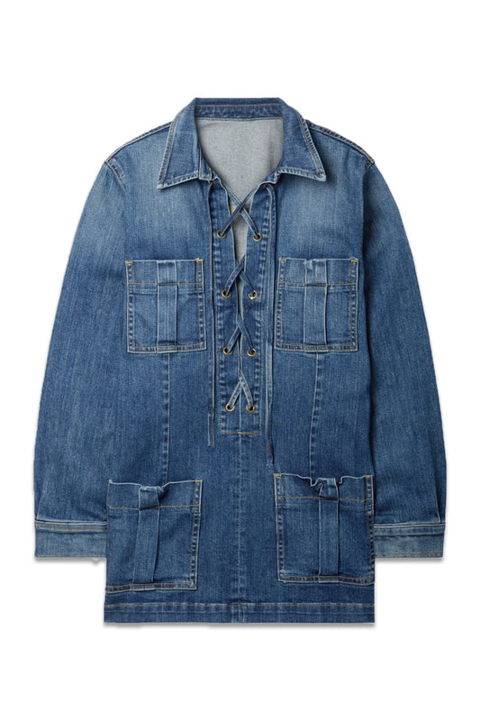 Monique Lace-up Denim Top