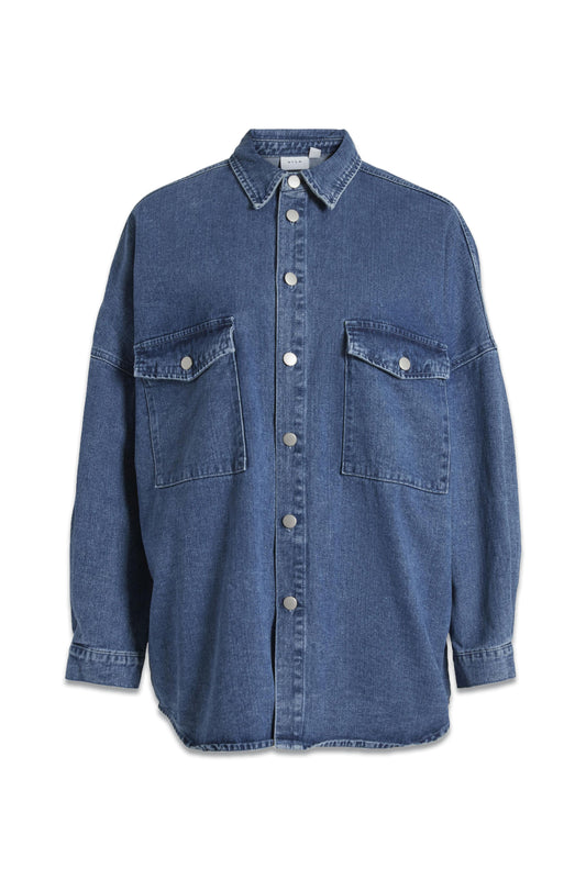 Oversized Denim Shirt Co-ord In Medium Blue Wash