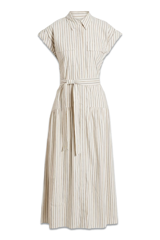 Laurel Striped Linen-Blend Midi Shirt Dress