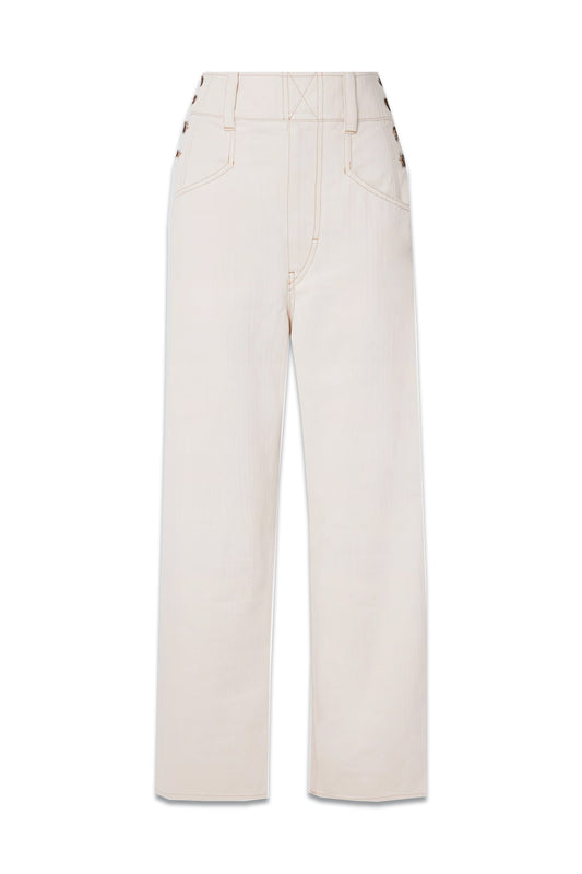 Myler Herringbone Cotton Wide-leg Pants