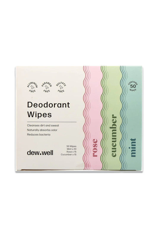 50 Individually Wrapped Deodorant Wipes (Mint, Rose, and Cucumber)